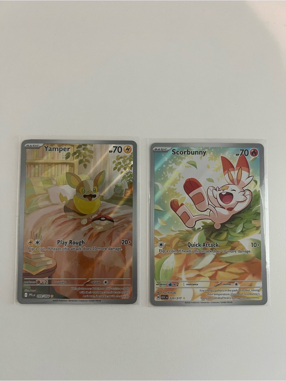 Pokemon Yamper & Scorbunny Full Art Cards